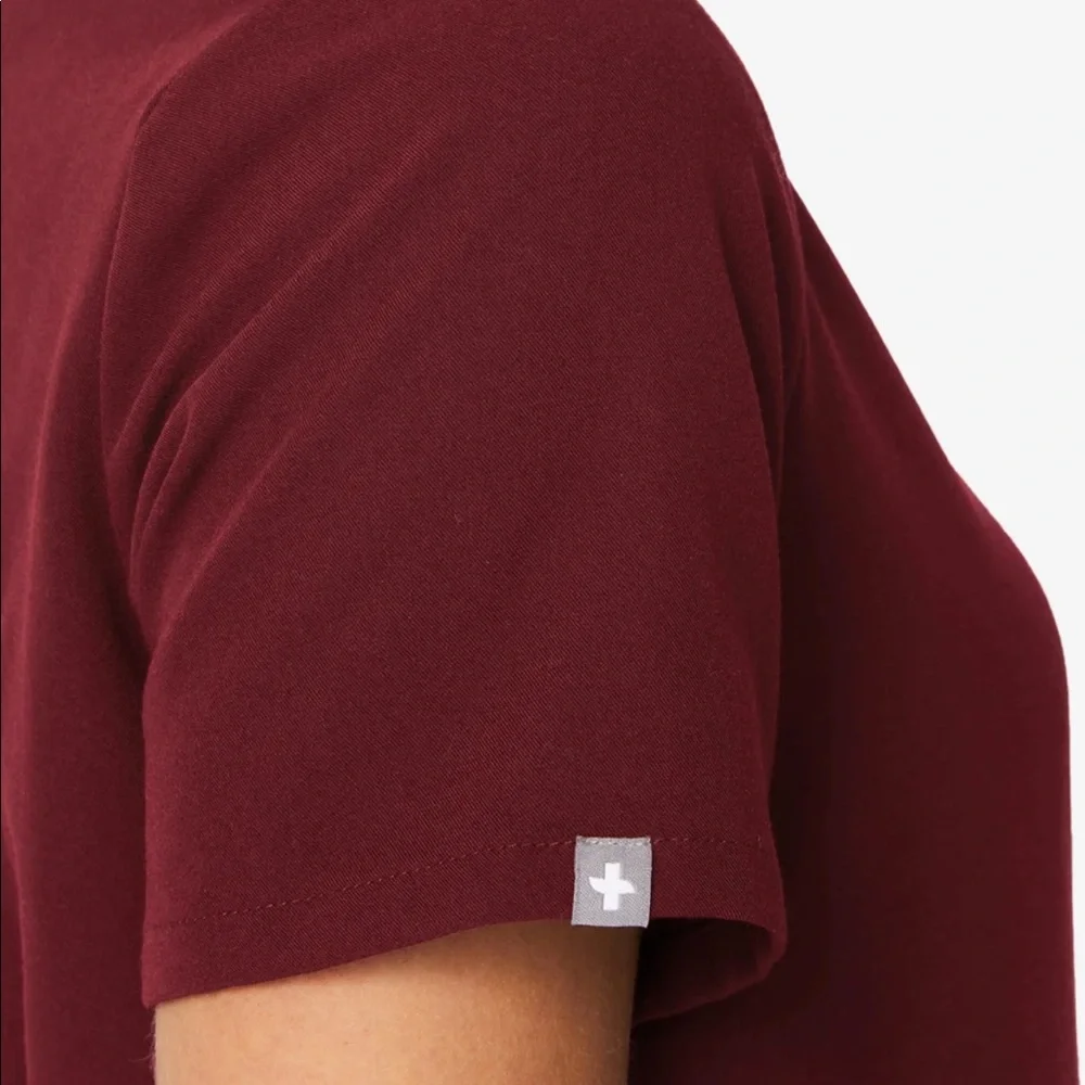 NWT FIGS Casma Three Pocket Scrub Top in Burgundy - Picture 6 of 10
